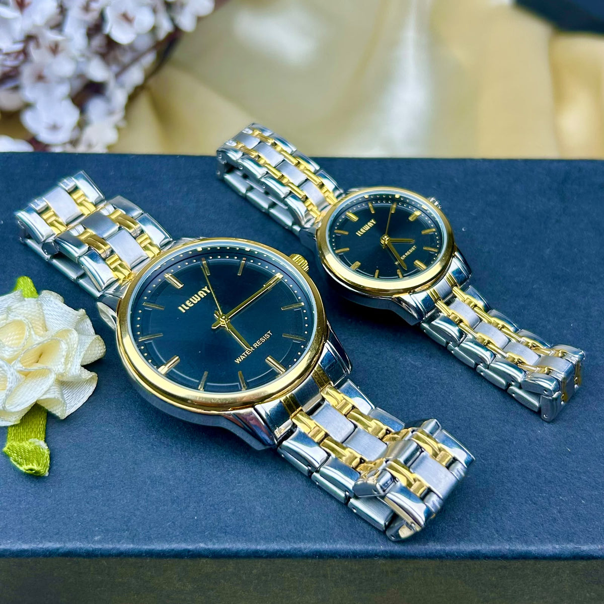 Classic Black and Golden Couple Watch