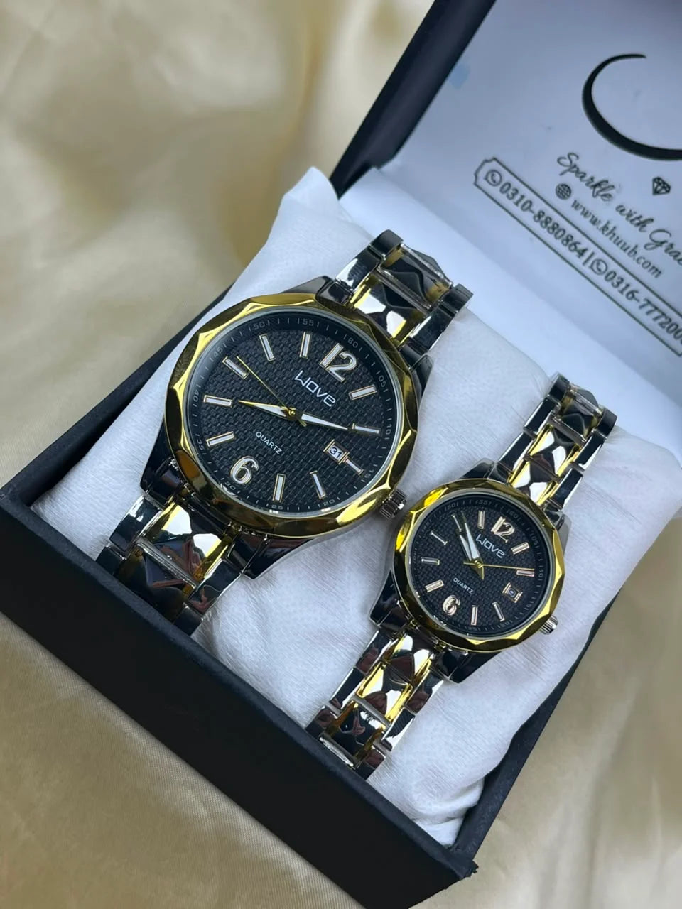 Classic WAVE Black and Golden Couple Watch
