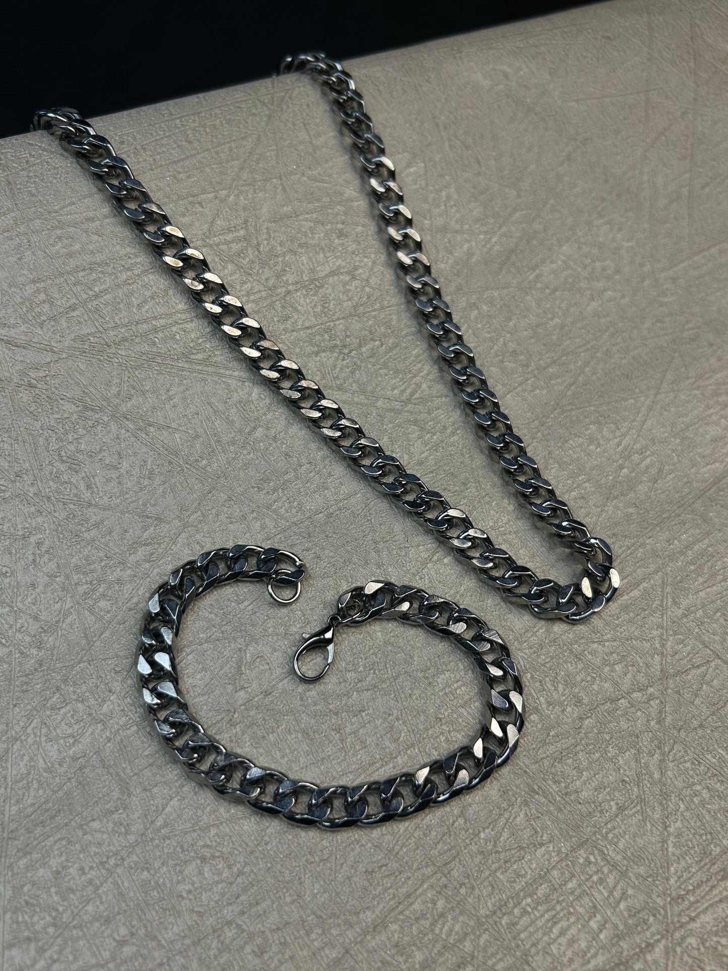 Cuban Link Necklace and Bracelet Set