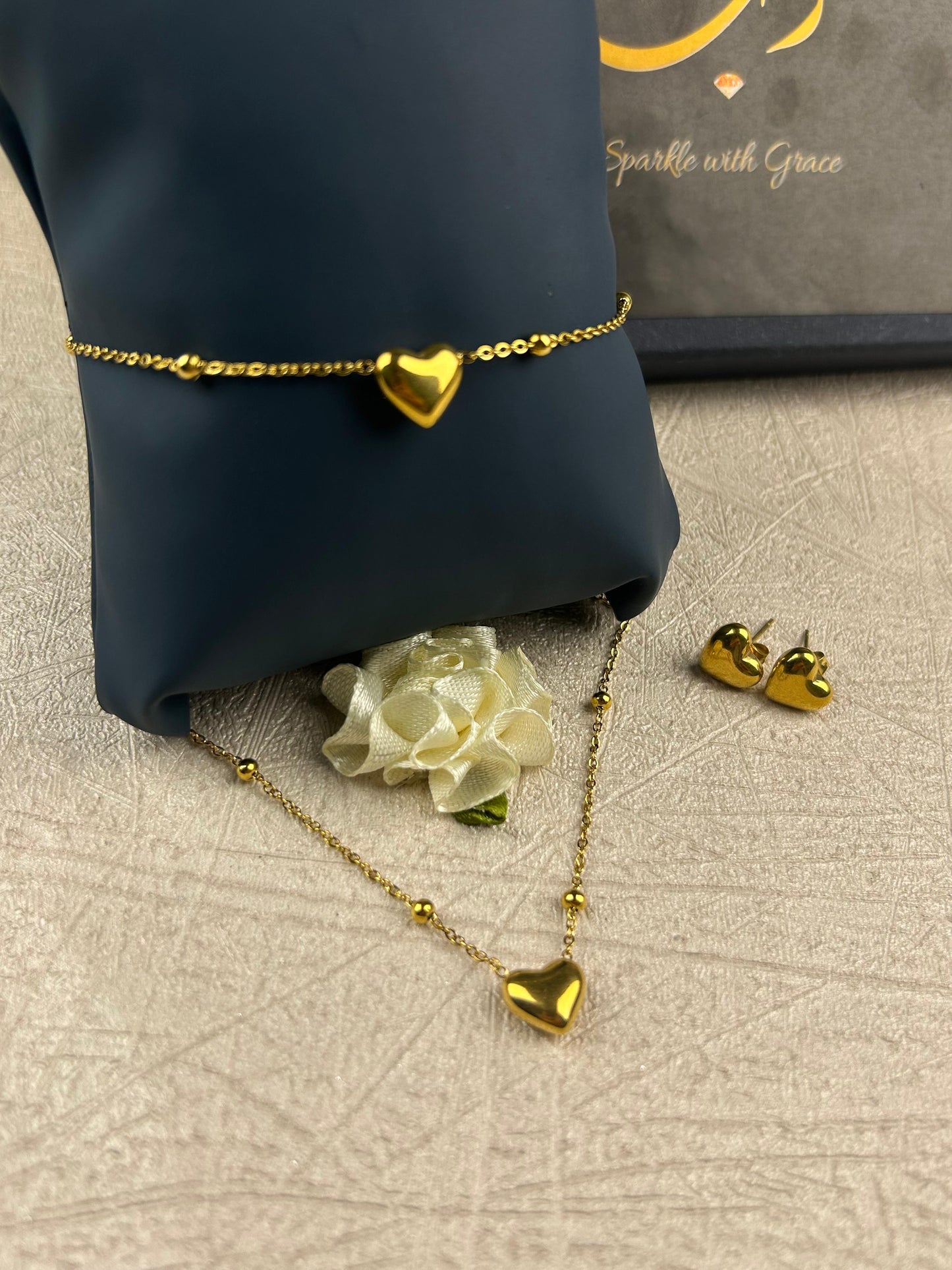 Golden Heart Charm Set