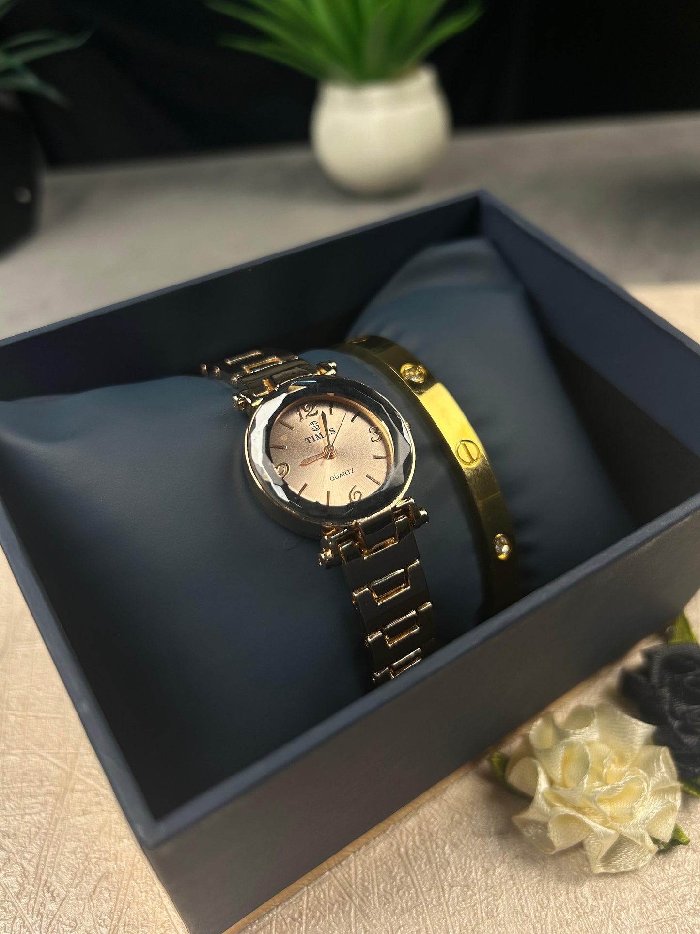 TIMAS Crystal Edge Watch Set with Cartier