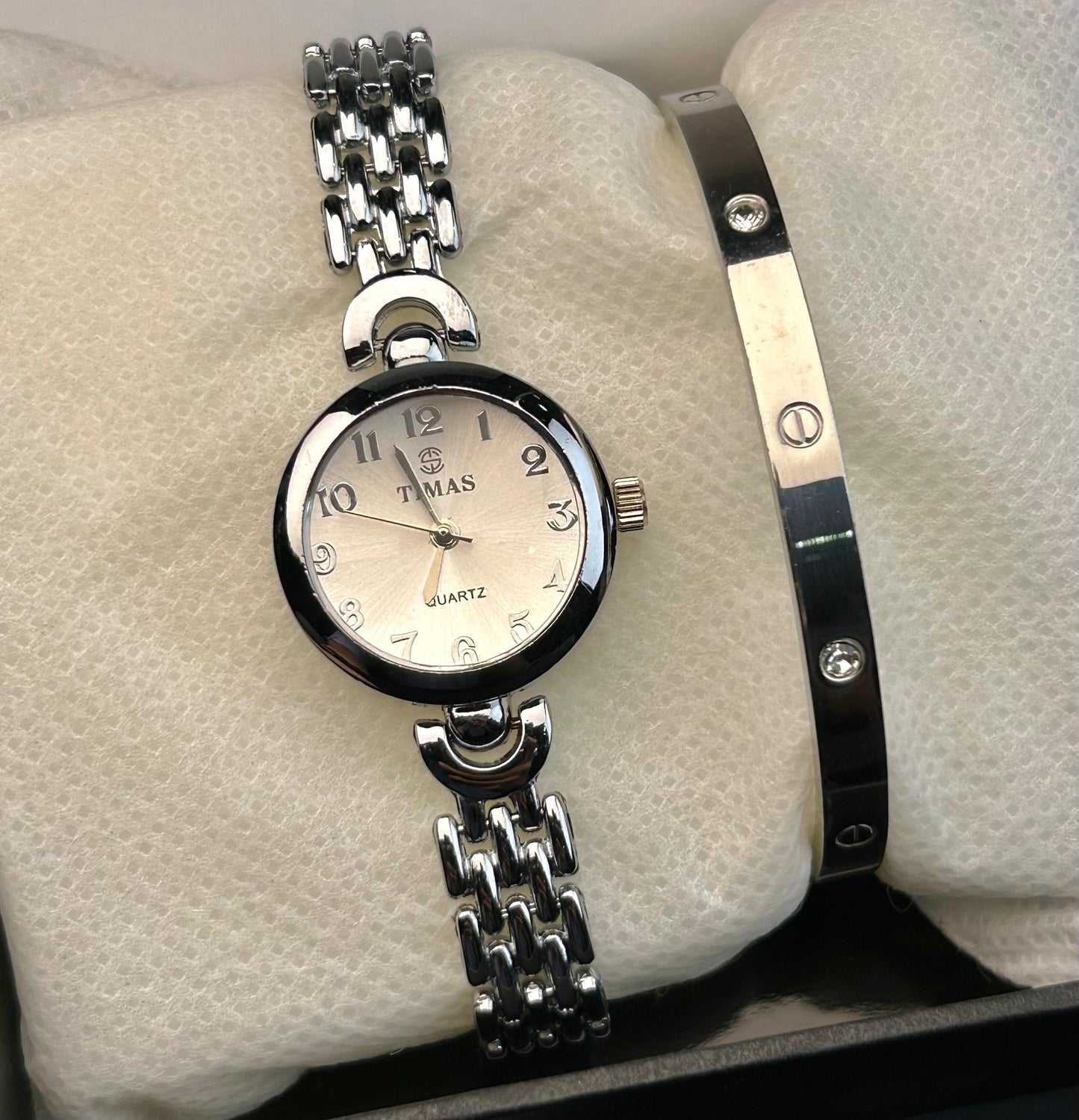 TIMAS Quartz Watch with Cartier Bracelet - Silver