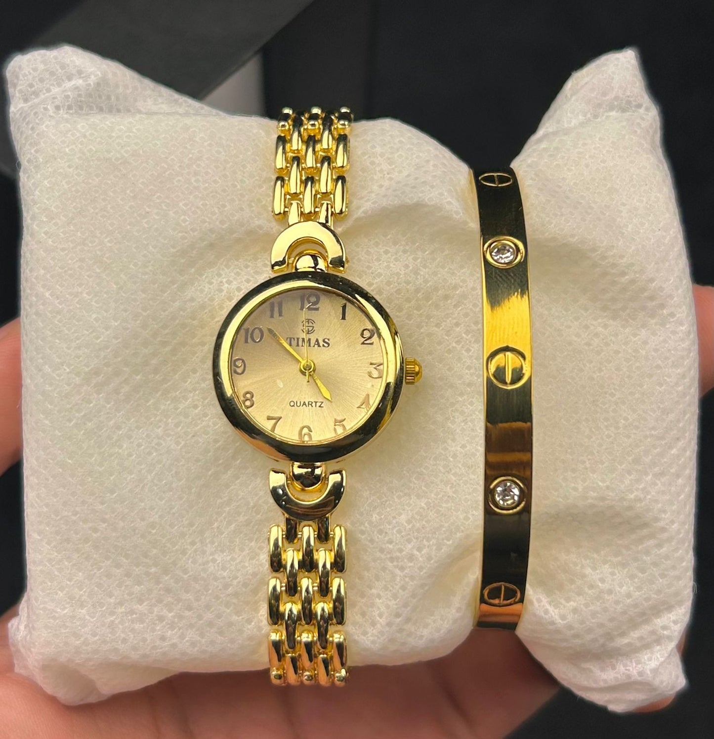TIMAS Quartz Women Watch with Cartier - Golden