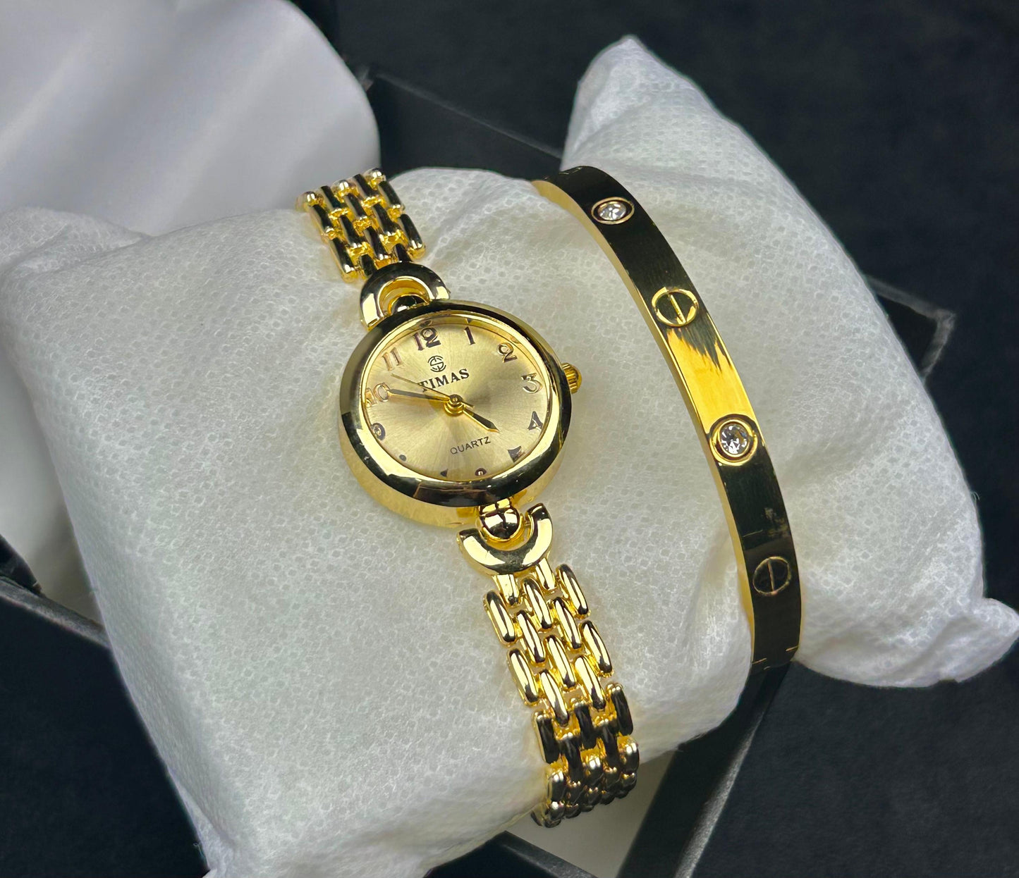 TIMAS Quartz Women Watch with Cartier - Golden