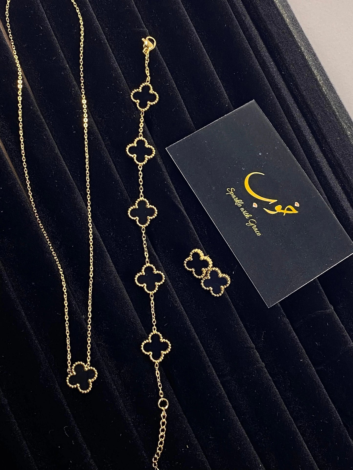 Leaf Clover Jewellery Set - Beads