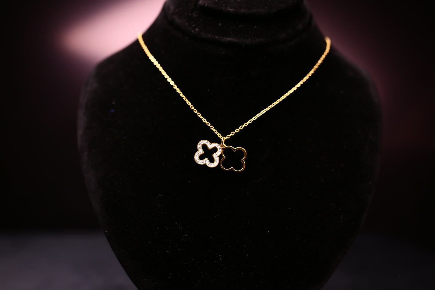 Double Sparkle Clover Pendant