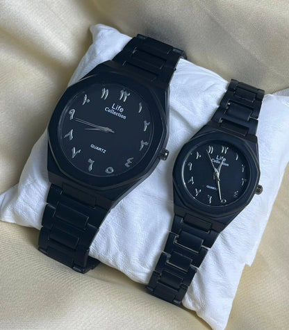 Black Arabic Aura Couple Watch