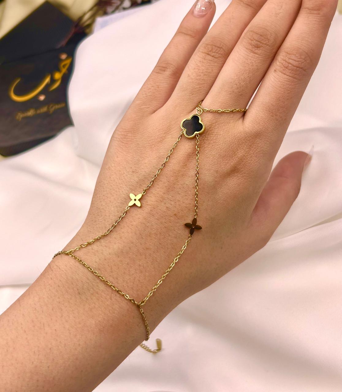 Black Clover Hand Chain Bracelet