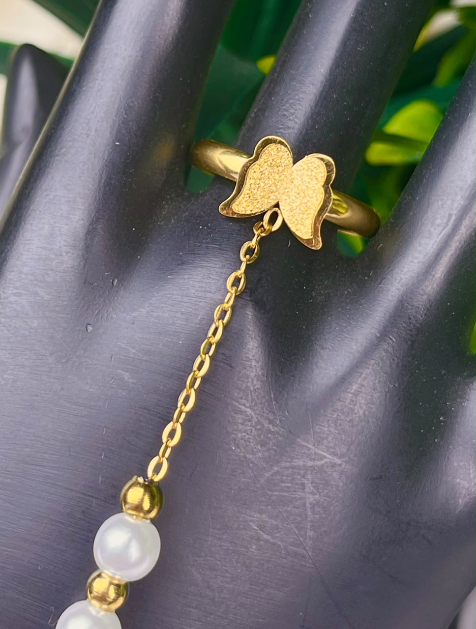 Butterfly Pearl Hand Chain Bracelet