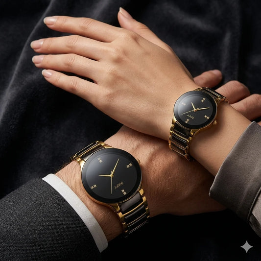 Classic Black and Golden Couple Watch