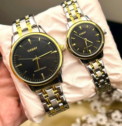 Classic Black and Golden Couple Watch