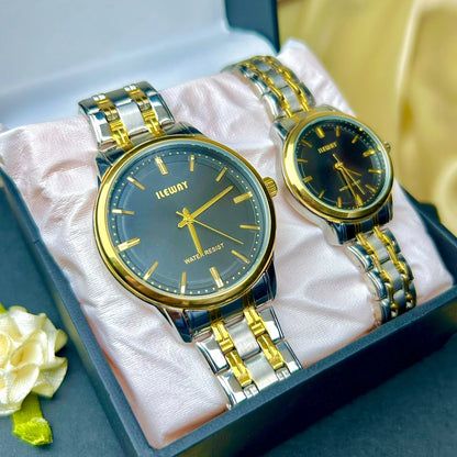 Classic Black and Golden Couple Watch