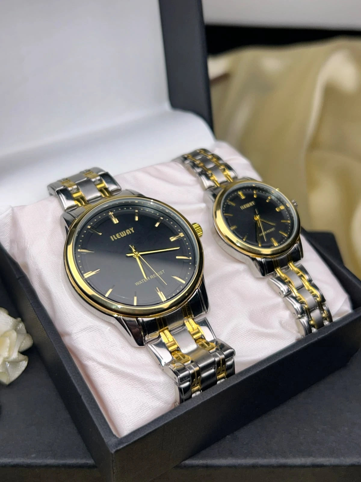 Classic Black and Golden Couple Watch