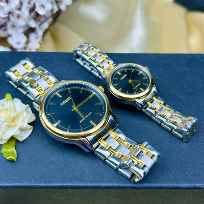 Classic Black and Golden Couple Watch