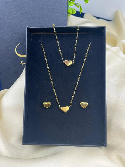 Classic Golden Heart Pendant Set