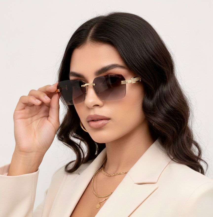 Classic Rimless Black Shades