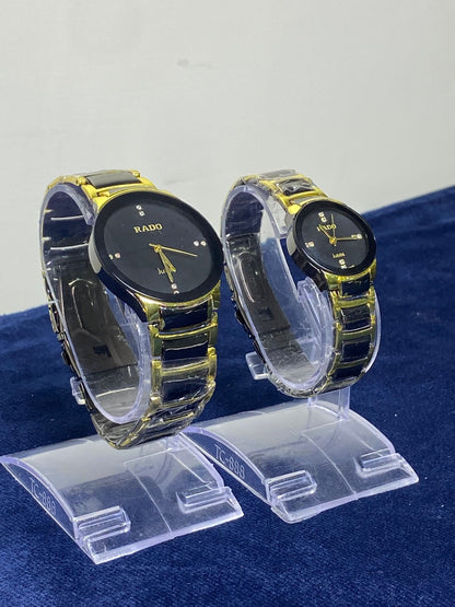 Classic Black and Golden Couple Watch