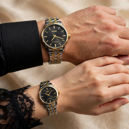 Classic Black and Golden Couple Watch