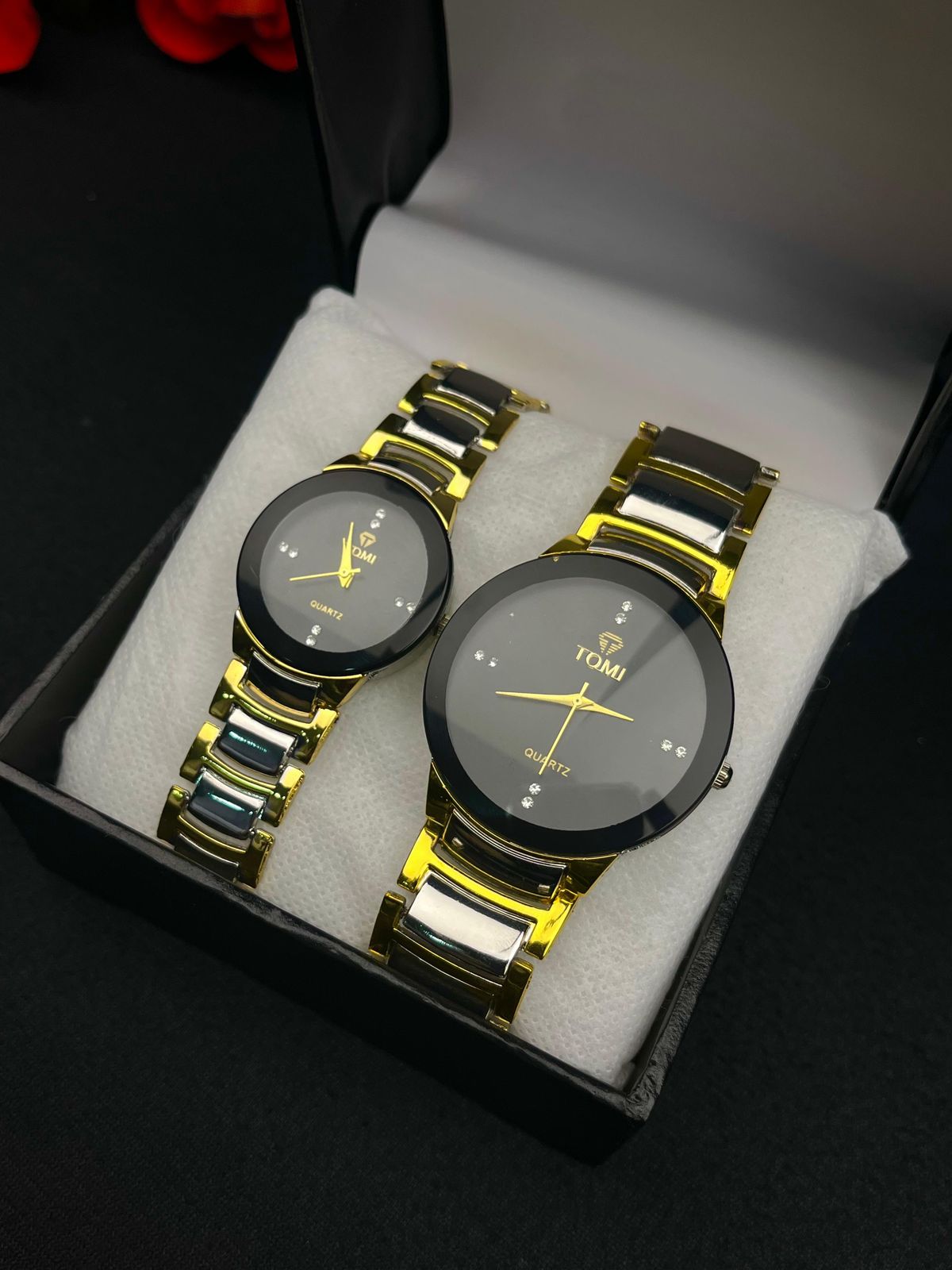 Classic Black and Golden Couple Watch