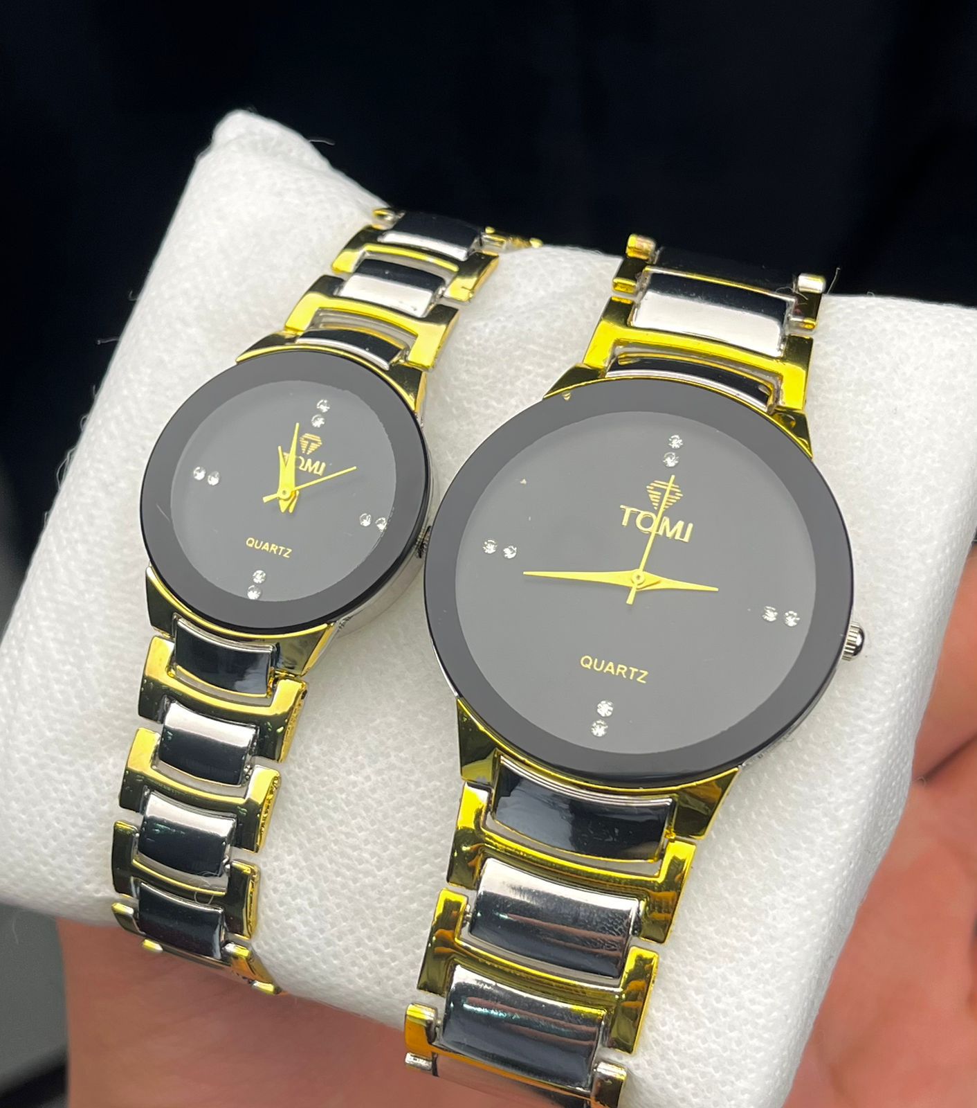 Classic Black and Golden Couple Watch