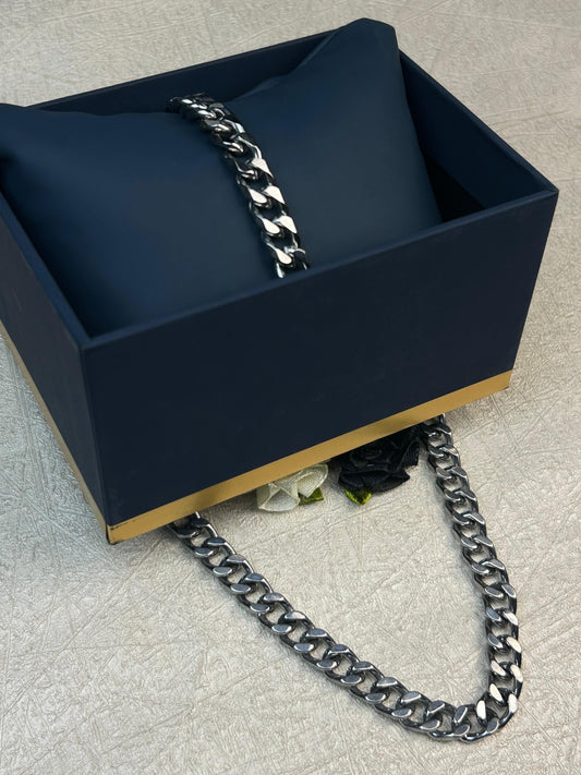 Cuban Link Necklace and Bracelet Set
