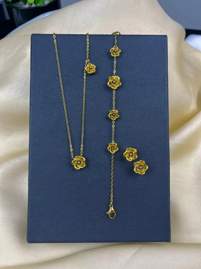 Elegant Rose Blossom Jewelry Set