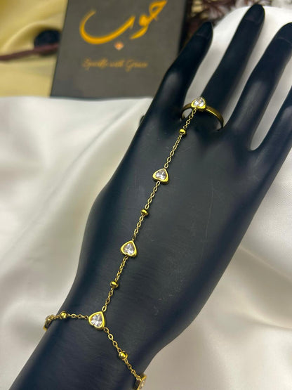 Emerald Heart Hand Chain Bracelet