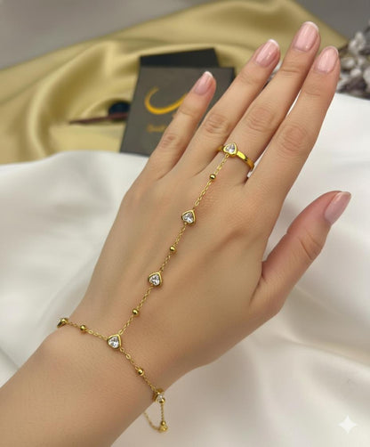 Emerald Heart Hand Chain Bracelet