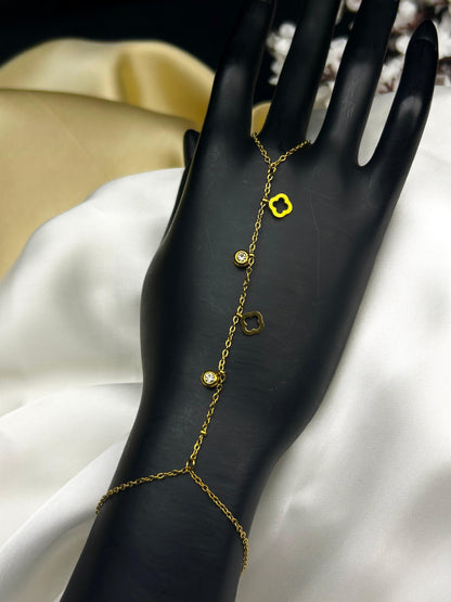 Floral Charm Hand Chain Bracelet