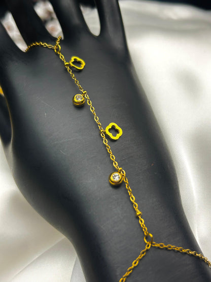 Floral Charm Hand Chain Bracelet