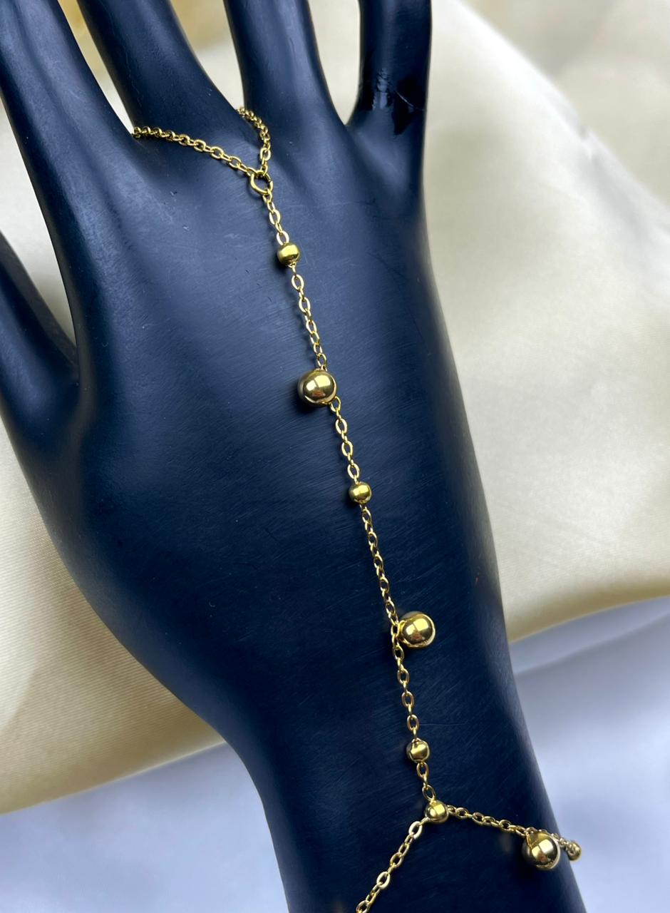 Golden Pearl Hand Chain Bracelet