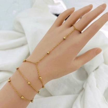 Golden Link Hand Chain Bracelet