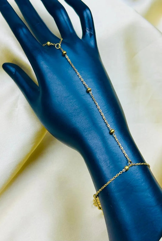 Golden Pearl Hand Chain Bracelet
