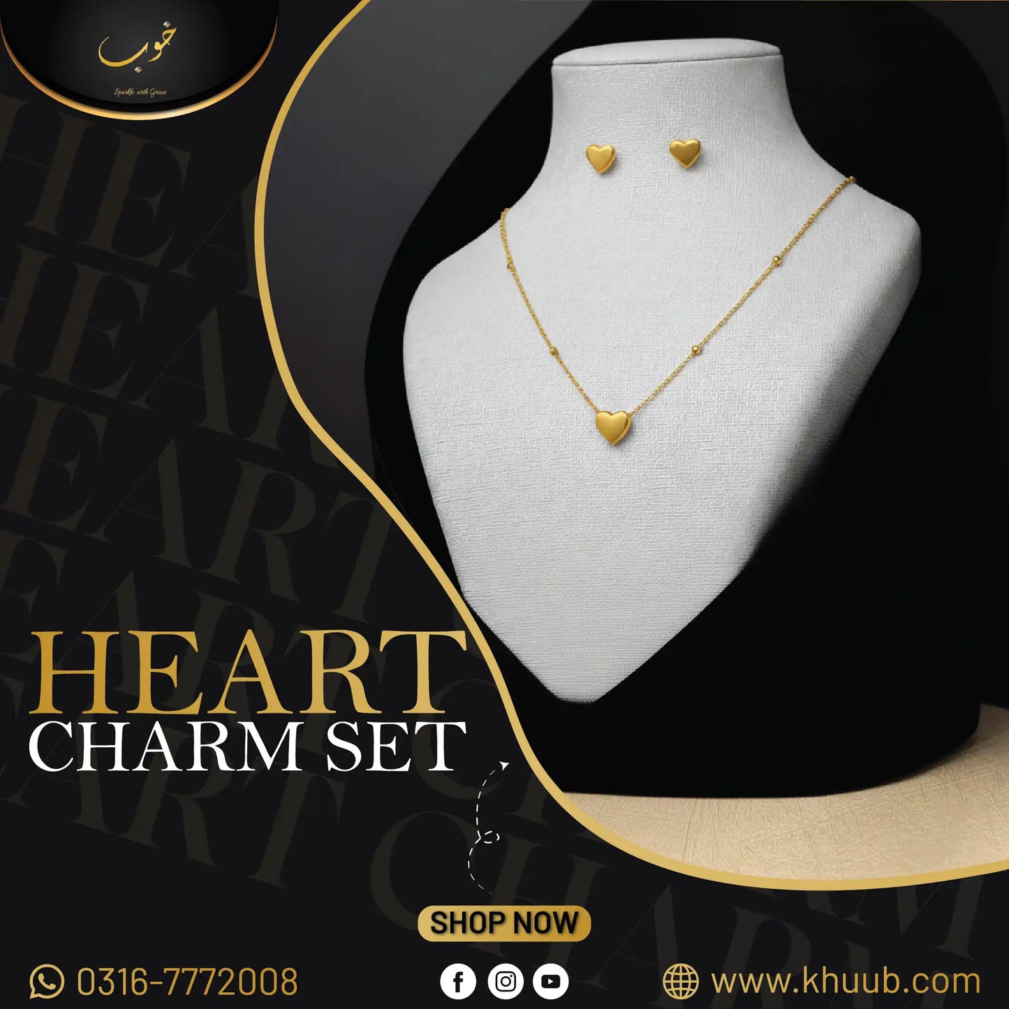 Golden Heart Charm- Pendant & Tops