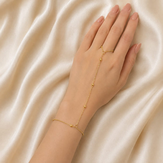 Golden Pearl Hand Chain Bracelet