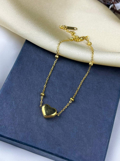Golden Heart Charm Anklet