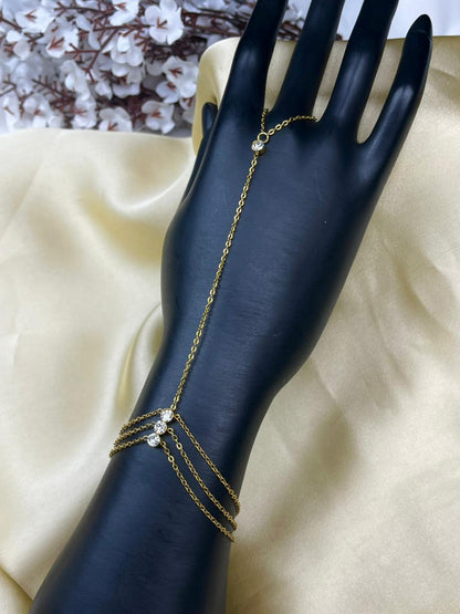 Layered Crystal Hand Chain Bracelet