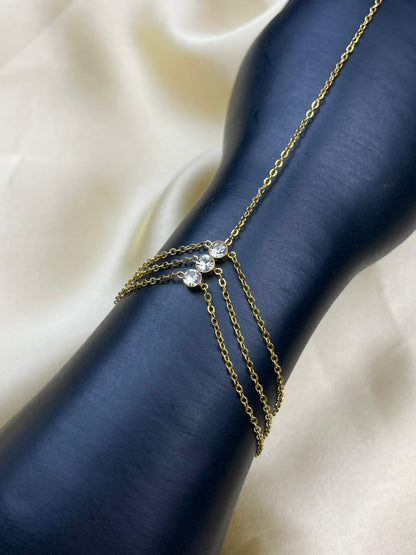Layered Crystal Hand Chain Bracelet