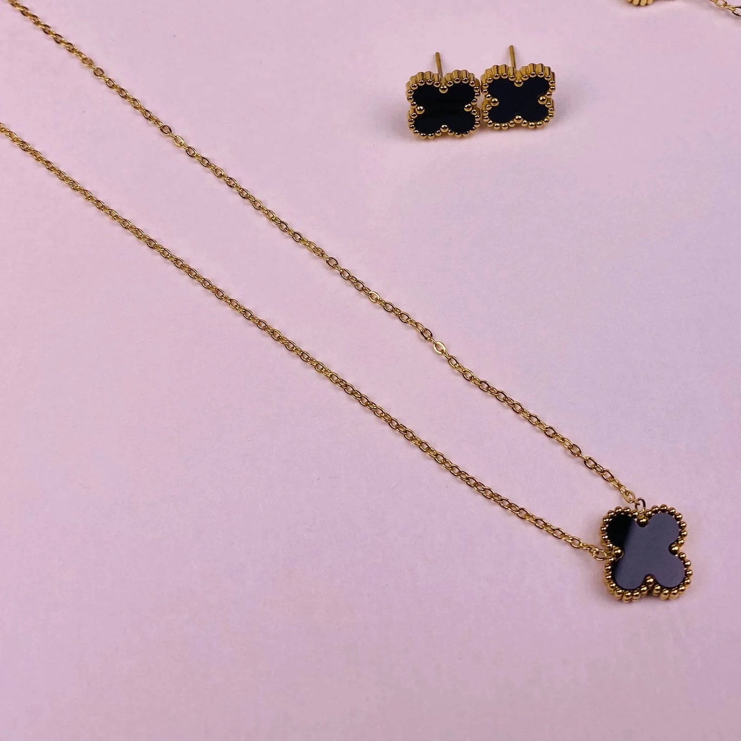 Leaf Clover Necklace & Studs