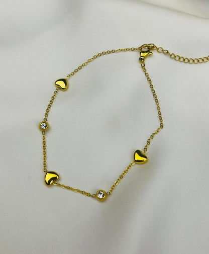 Minimal Heart Sparkle Anklet