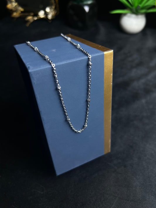 Modern Minimal Beaded Silver Chain