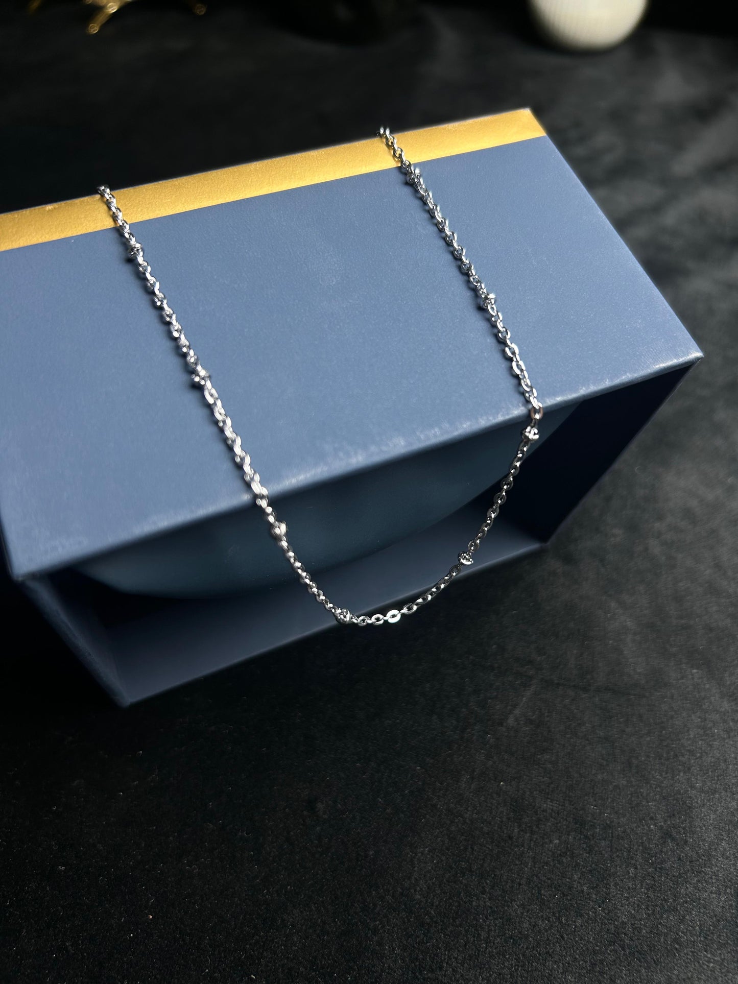Modern Minimal Beaded Silver Chain