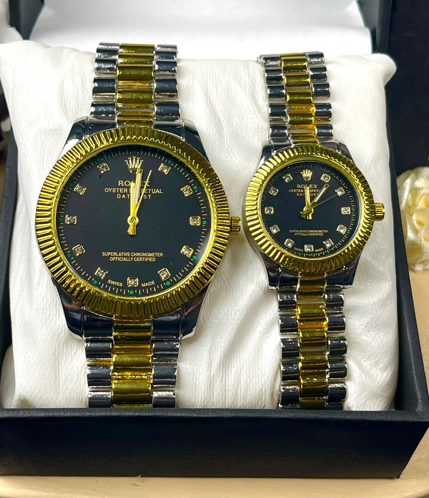 RLX Analog Gold with Black Couple Watch
