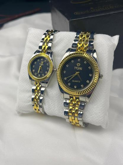 Signature Black Dial Couple Watch