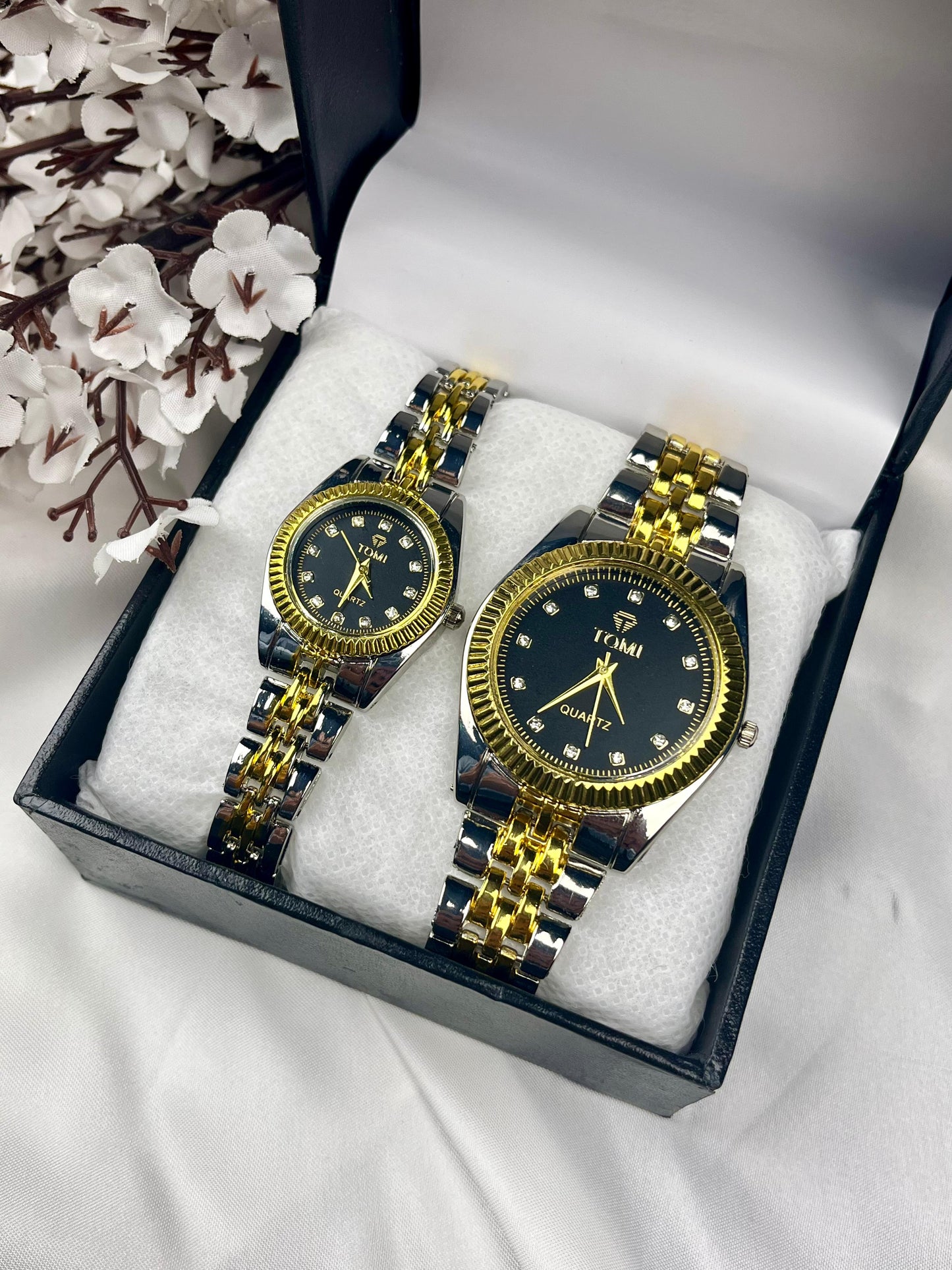 Signature Black Dial Couple Watch