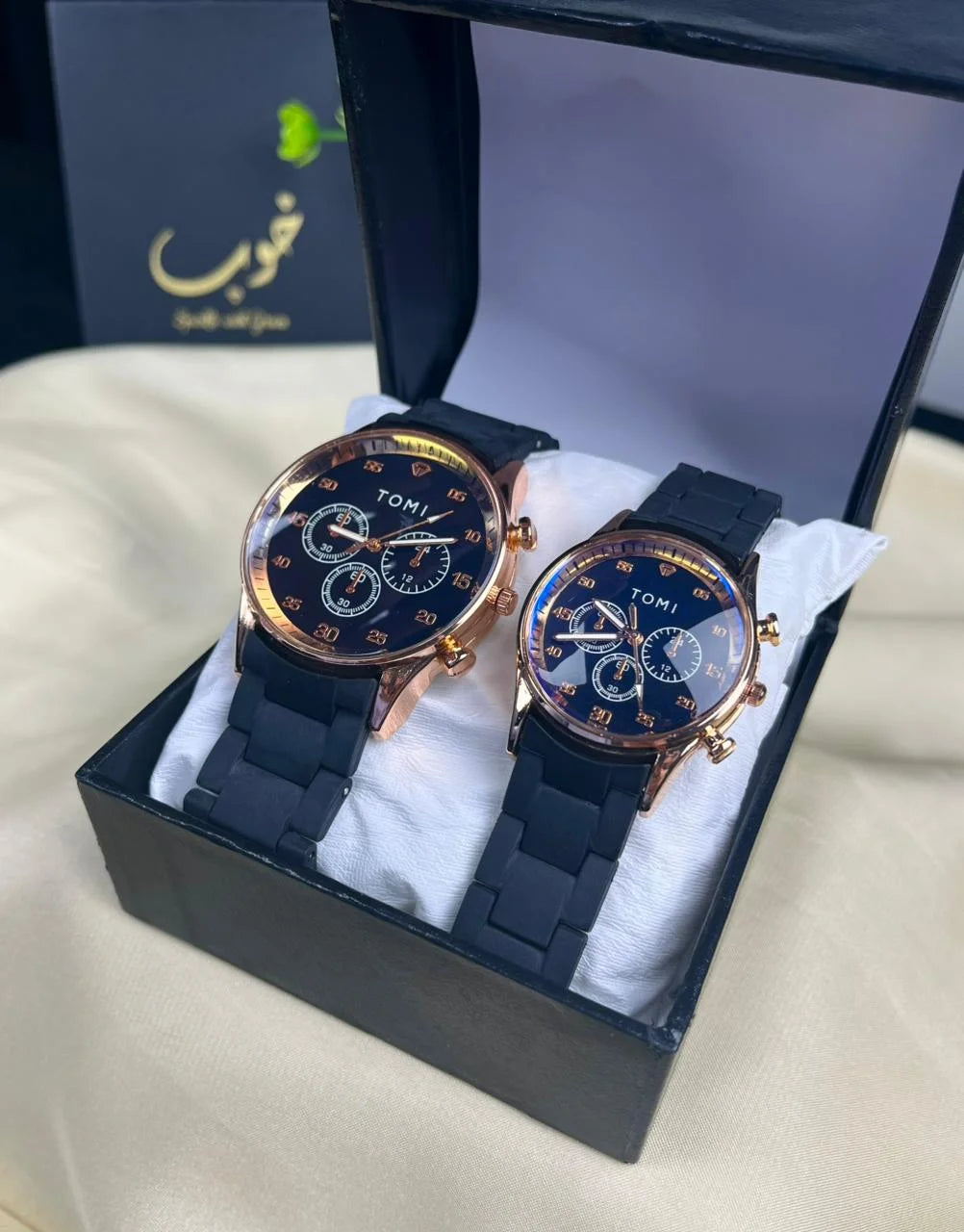 Sleek Noir Edition Couple Watch