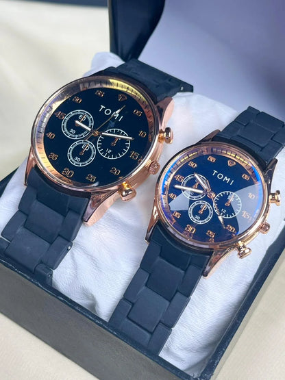 Sleek Noir Edition Couple Watch