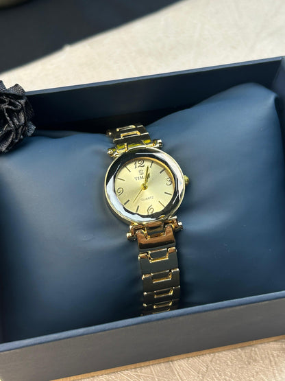 TIMAS Crystal Edge Golden Watch