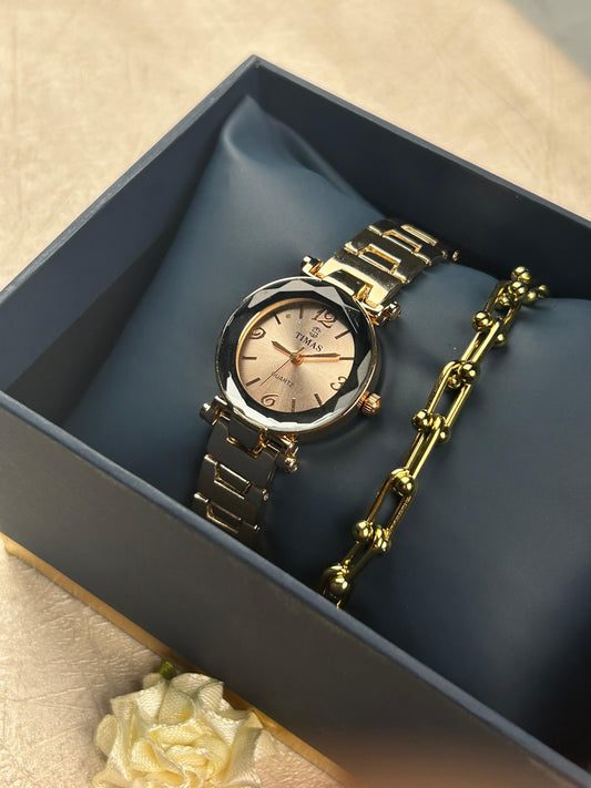 TIMAS Crystal Edge Watch Set with Aurora Bracelet