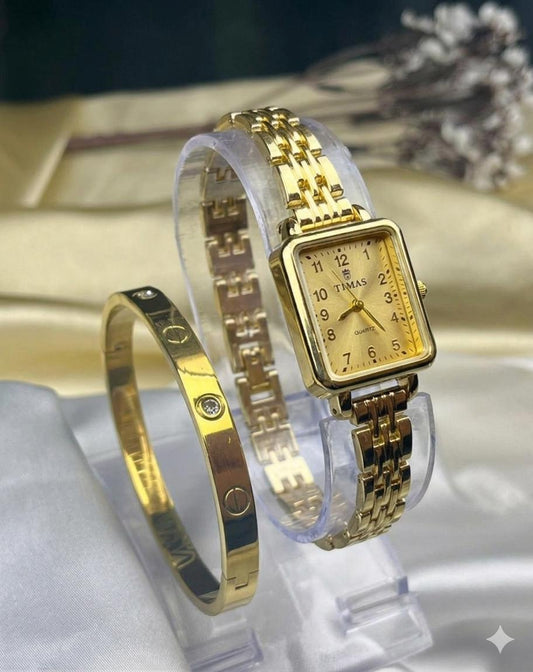 TIMAS Iconic Watch-Golden With Car-tier